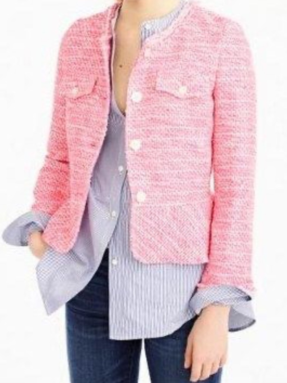 J. CREW Peplum Lady Jacket in Neon Fuchsia Tweed Size 6